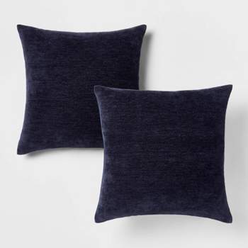 2pk Chenille Square Throw Pillows Navy - Threshold™