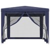 vidaXL 9.8'x9.8' Iron-framed Party Tent in Blue with Four Mesh Sidewalls and UV-resistant HDPE Material, Perfect for Outdoor Parties and Gatherings - 3 of 4