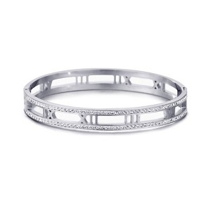 Adornia Tarnish Resistant Silver Roman Numerals Bangle - 1 of 4