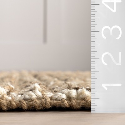 Handmade Natural and Ivory Striped Jute Rectangular Area Rug