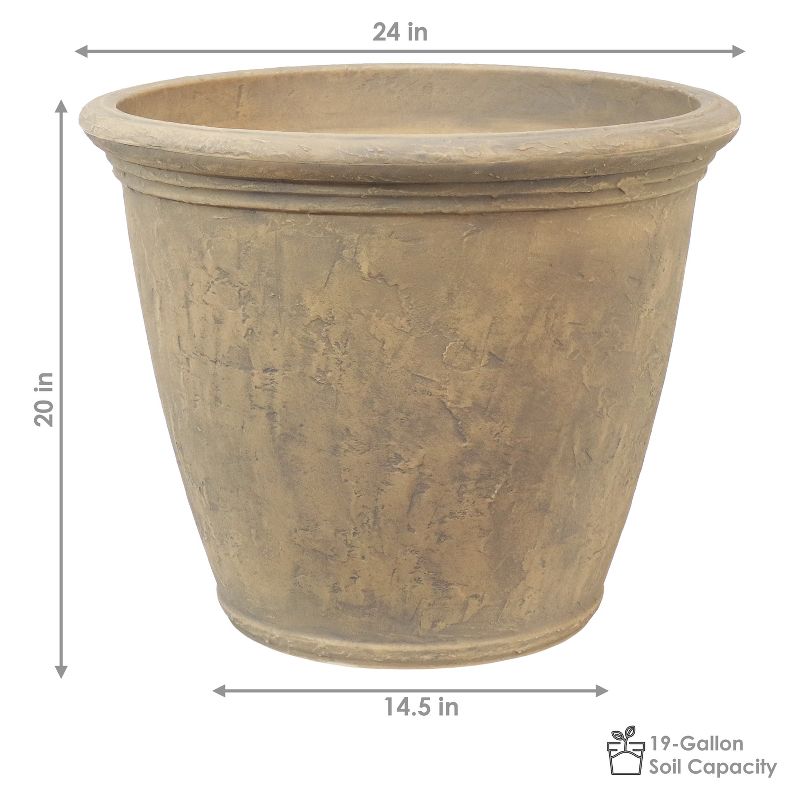Sunnydaze Indoor/Outdoor Patio, Garden, or Porch Weather-Resistant Double-Walled Anjelica Flower Pot Planter - 24", 4 of 15