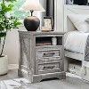 18" Farmhouse Nightstand with Charging Station, End Table with 2 Drawers Storage for Bedroom, Living Room - 2 of 4