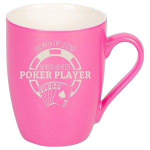100 North Pink Metallic Finish, 10 Ounce, Comfortably Fits Your Hands, New Bone China Coffee Tea Cup Mug, The Myth The Legend World's Greatest Poker - 1 of 1