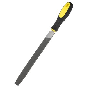 Unique Bargains Flat Metal File High Carbon Steel PVC Grip Handle Hand Files W PVC Grip - 1 of 4