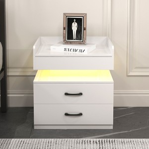 NicBex Modern Nightstand with Adjustable LED Strip Light 2-drawer Bedside Table with Storage Space for Bedroom, Study, Living Room - 1 of 4