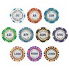 Slickblue 25-Pack Monte Carlo 14g Poker Chips, Clay Composite, Holo Inlay, Casino Style Set, Multi-Color, $1-$10,000 - 3 of 3