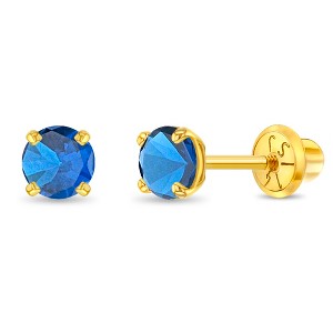Girls' Pronged Simulated Birthstone Screw Back 14k Gold Earrings - In Season Jewelry - 1 of 1