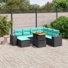 vidaXL 8 Piece Patio Sofa Set with Cushions Black Poly Rattan - 2 of 4