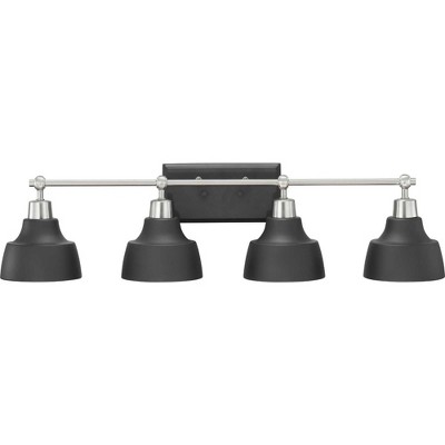 Bramlett Polished Chrome 4-Light Bath Vanity with White Shades