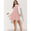 Allegra K Women's Work Button Front Dress Long Sleeve Contrast Collar Shirt Dresses - 2 of 4