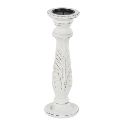 Elegant White Mango Wood Candle Lantern Trio, 18" Height