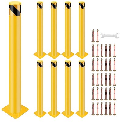 Safety Bollard, 36x4.5 Inch Steel Bollard Post, Perfect for Traffic Parking Barrier, Yellow, 8 Pack