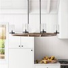 6-Light Farmhouse Dining Room Chandelier, Oval Wood Frame with Clear Seeded Glass Shades - 3 of 4