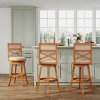 FURNIinspire Counter And Bar Stools Swivel Bar Stool Counter Stool, Vintage Bar Chair With Backrest, Natural Frame, Beige Fabric Seat, 24"*24"*45" - 4 of 4