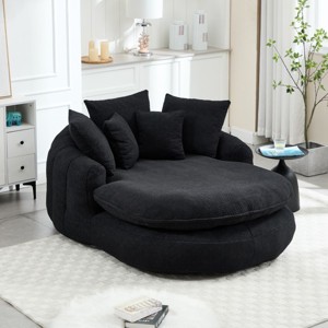 Chenille Bean Bag Sofa with Memory Foam Filling, Fluffy Bean Bag Sofa for Living Room or Bedroom, Oversized Upholstered Bean Bag Sofa-Koiai - 1 of 4