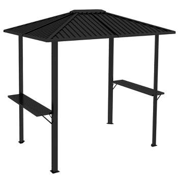 Outsunny 6' x 8' Hardtop BBQ Gazebo, Grill Gazebo with Metal Roof, Aluminum Frame and 2 Side Shelves
