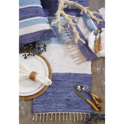 Multi-Color Striped Chindi Fabric Placemats with Tassels, Set of 4