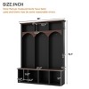 Farmhouse Hall Tree with Storage Bench, Arched Entryway Organizer with 5 Hooks & 7 Cubbies, 59"W Mudroom Shoe Cabinet-3irtyhousy - 4 of 4
