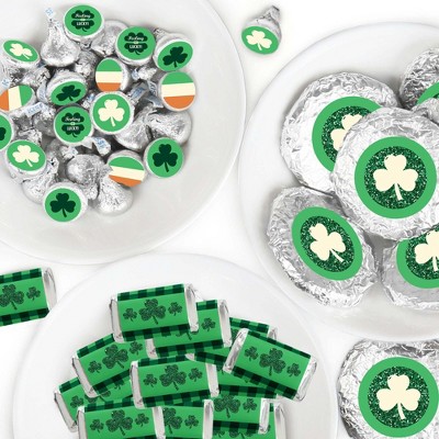 Big Dot of Happiness St. Patrick's Day - Mini Candy Bar, Round Candy, & Circle Stickers - Saint Patty's Day Party Candy Favor Sticker Kit - 304 Pieces