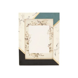 HomeRoots 5" x 7" Beige Black And Green Faux Marble Wood And Resin Tabletop Picture Frame - 1 of 4