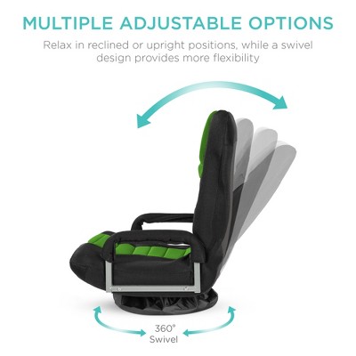 Black and Green Adjustable Swivel Gaming Floor Chair