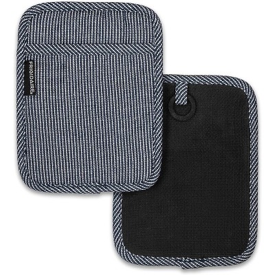 Home Mart Goods Denim Blue Heat Resistant Thick Soft Quilted Lining Kitchen Oven Pot Holders With Neoprene and Cotton Non-slip - 2 Pack
