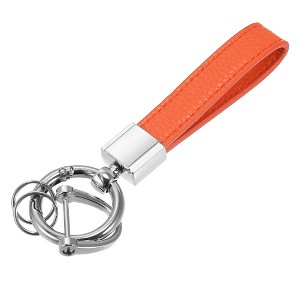 Unique Bargains Car Keychains with Silver Tone Microfiber Spring Ring Horseshoe Buckle Orange - 1 of 4