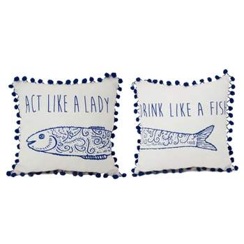 Beachcombers 10" x 10" Act Like a Lady Petite  Size Accent Throw  Pillow Set of 2