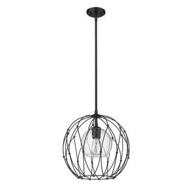 Modern Vintage Globe Pendant Light in Matte Black with Clear Glass