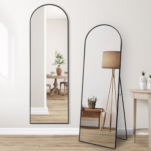Americanflat - 18x58 Black Arched Full Length Mirror With Stand Full Body Mirror for Bedroom Living Room Bathroom - 1 of 4