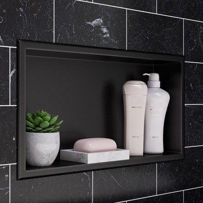 ALFI ABNP2412-BB 24Inch x 12Inch Brushed Black PVD Stainless Steel Horizontal Single Shelf Shower Niche