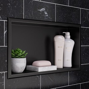 ALFI ABNP2412-BB 24Inch x 12Inch Brushed Black PVD Stainless Steel Horizontal Single Shelf Shower Niche - 1 of 4