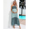 Maternity Sleeveless Smocked Dress Summer Strapless Boho Flowy Tube Top Casual Maxi Dress For Photoshoot Baby Shower - 2 of 4