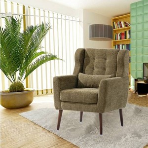 CAVINAS Upholstered Accent Chair with Pillow and Wood Legs,Modern Arm Chair,Padded Lounge Chair for Living Room - 1 of 4
