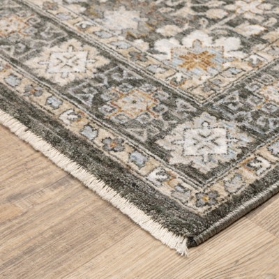 Ivory Floral Motif Hand-Knotted Synthetic Accent Rug