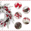 Wreath Christmas Decor with Snow Flocked Twig, Red Berry, Pinecones, Front Door Christmas Wreath - 4 of 4