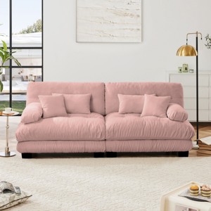 94.4" Loveseat Sofa,Chenille Comfy Cloud Couch with 2 Lumbar Pillows and 2 Throw Pillows,Oversized 2 Seater Sofa for Living Room-Tanpinhause - 1 of 4