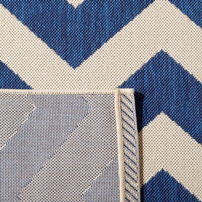 Navy and Beige Chevron Indoor/Outdoor Area Rug