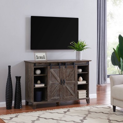 Halgo Barn Door TV Stand for TVs up to 50" Burnt Oak - Aiden Lane