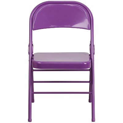 Impulsive Purple Metal Folding Chairs Set of 4