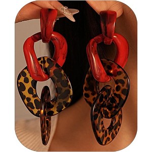 Abstract Geometric Drop Earrings | Handcrafted Irregular Circle Resin & Acrylic Statement Jewelry - 1 of 4