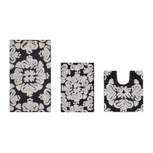 Medallion Collection 3 Piece 100% Cotton Tufted Bathroom Rug Set  with Non-Slip Backing, Machine Washable, Tumble Dry Bath Mat - 1 of 4