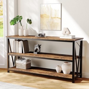 Coucheta 55" Fluted Console Table - Industrial Wooden Sofa Table for Behind Couch in Entryway, Hallway & Living Room, Available in Finishes - 1 of 4