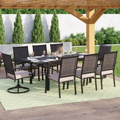 Extendable Table Rattan Wicker Chairs, Wicker Designs Outdoor Furniture