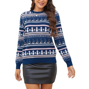 Coolmee Ugly Christmas Sweaters for Women Soft Holiday Long Sleeve Crewneck Xmas Knit Sweaters - 1 of 4