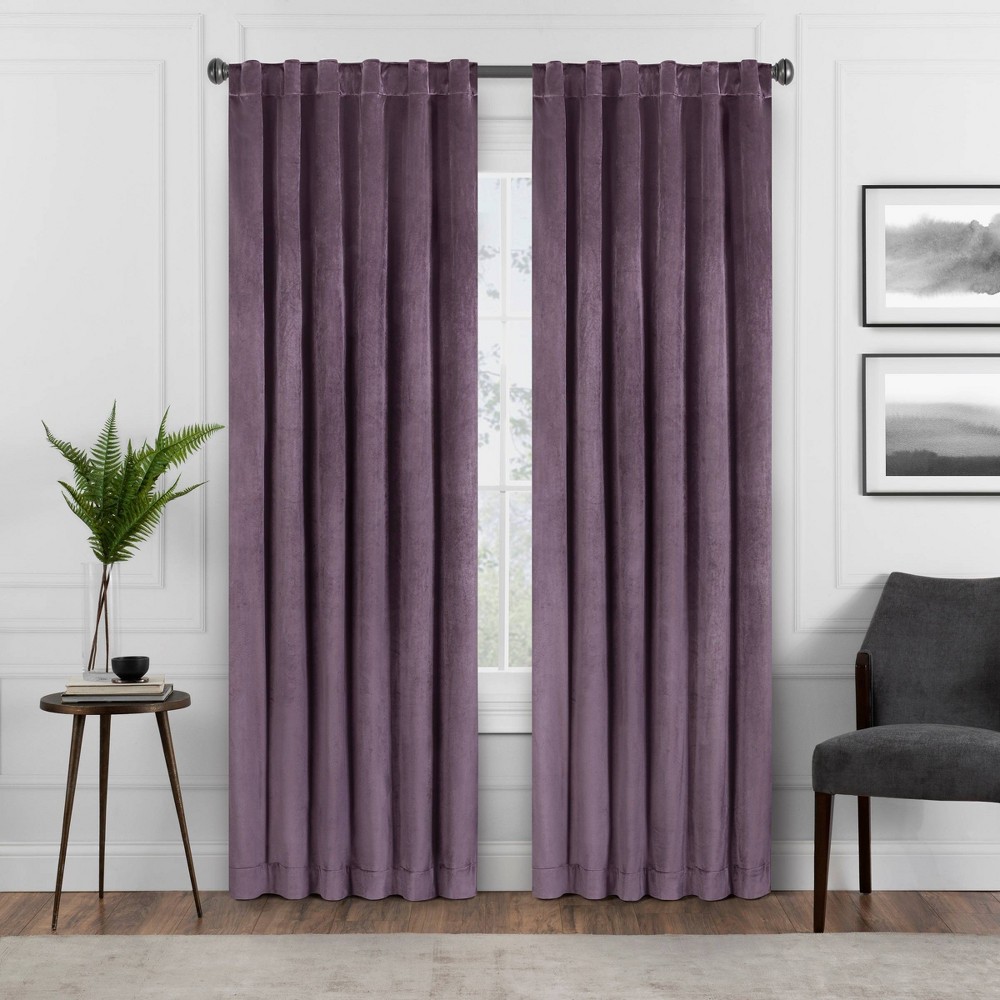 Photos - Curtains & Drapes Eclipse 95"x50" Harper Velvet Absolute Zero Blackout Window Panel Purple  
