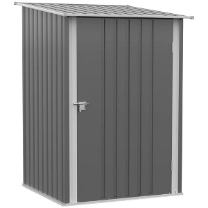 Resenkos Storage Garden Shed,Garden Sheds,Outdoor 3.3' x 3.4' Lean-to Garden Storage Shed with Lockable Door, Gray - 1 of 4