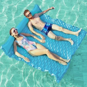 Jasonwell Floating Mat Pool Float - Giant Inflatable Water Mat for Pool, Lake & Beach, X-Large Lounge Raft for Adults & Kids (Blue) - 1 of 4