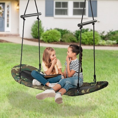 43" Kids Outdoor Garden Round Hanging Rope Tree Relax Swing Oxford Cloth 