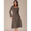 INSPIRE CHIC Women's Knit Midi A-Line Drawstring Back Square Neck Long Sleeve Dresses - 3 of 4